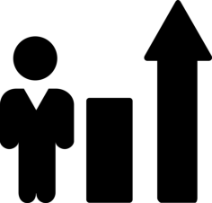 Businessman In Improving Business Stats Graphic Stencil Svg Vector, Free Vectors File